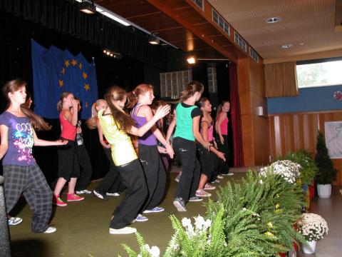 Tag der Städtepartner, eine Tanzgruppe aus Brzeg Dolny performt auf der Bühne